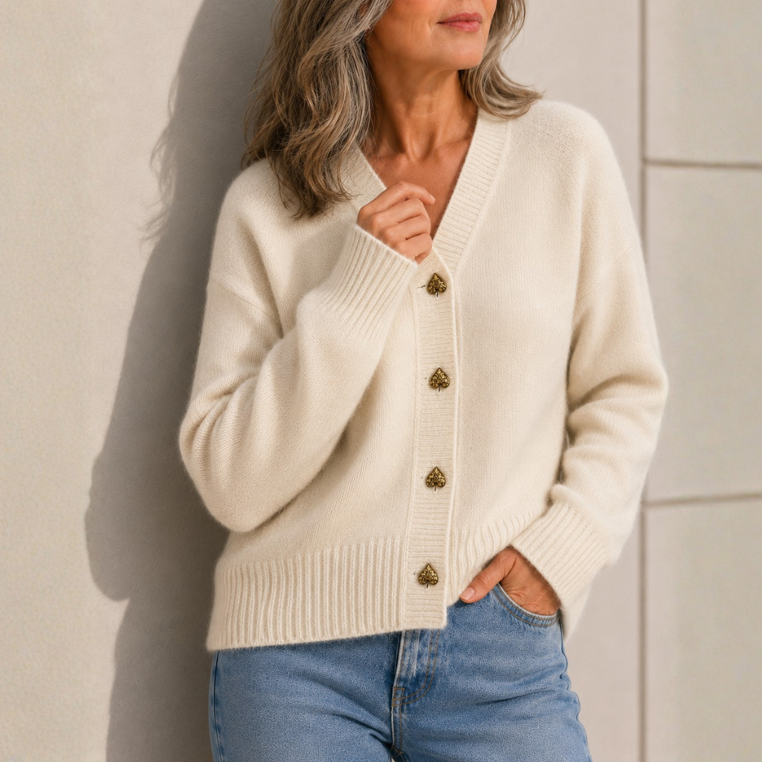Alessia | Hjerteknap Strikcardigan