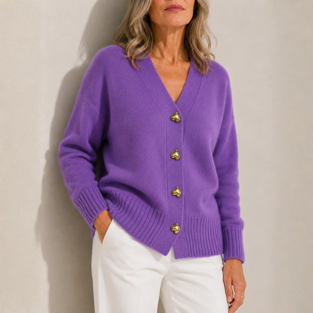 Alessia | Hjerteknap Strikcardigan