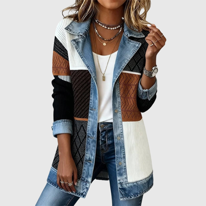 Aurora | Denim Spliced Strikjakke