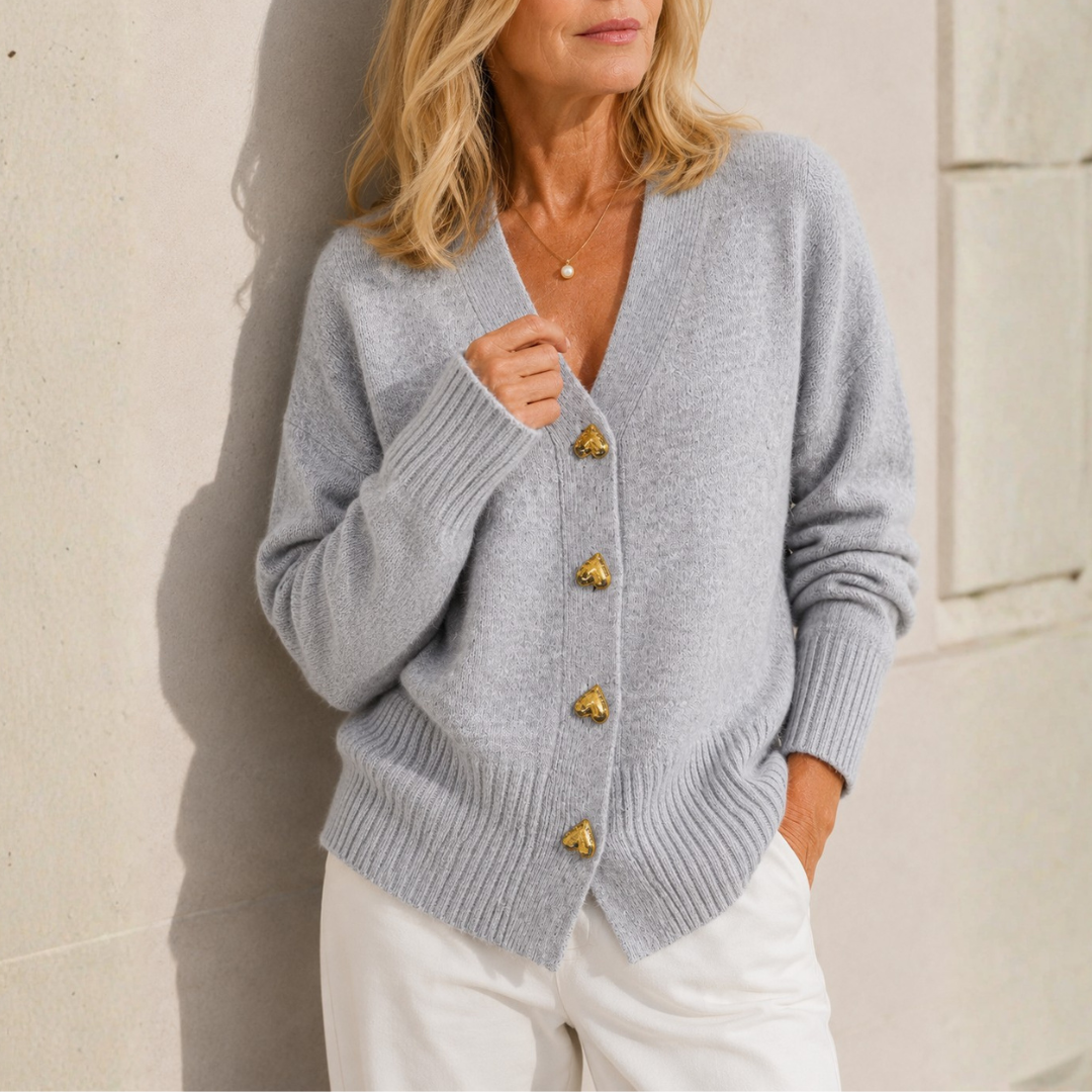 Alessia | Hjerteknap Strikcardigan