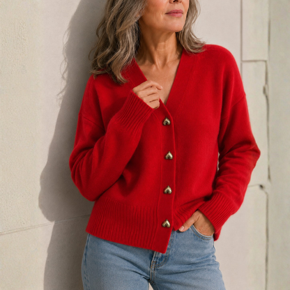 Alessia | Hjerteknap Strikcardigan
