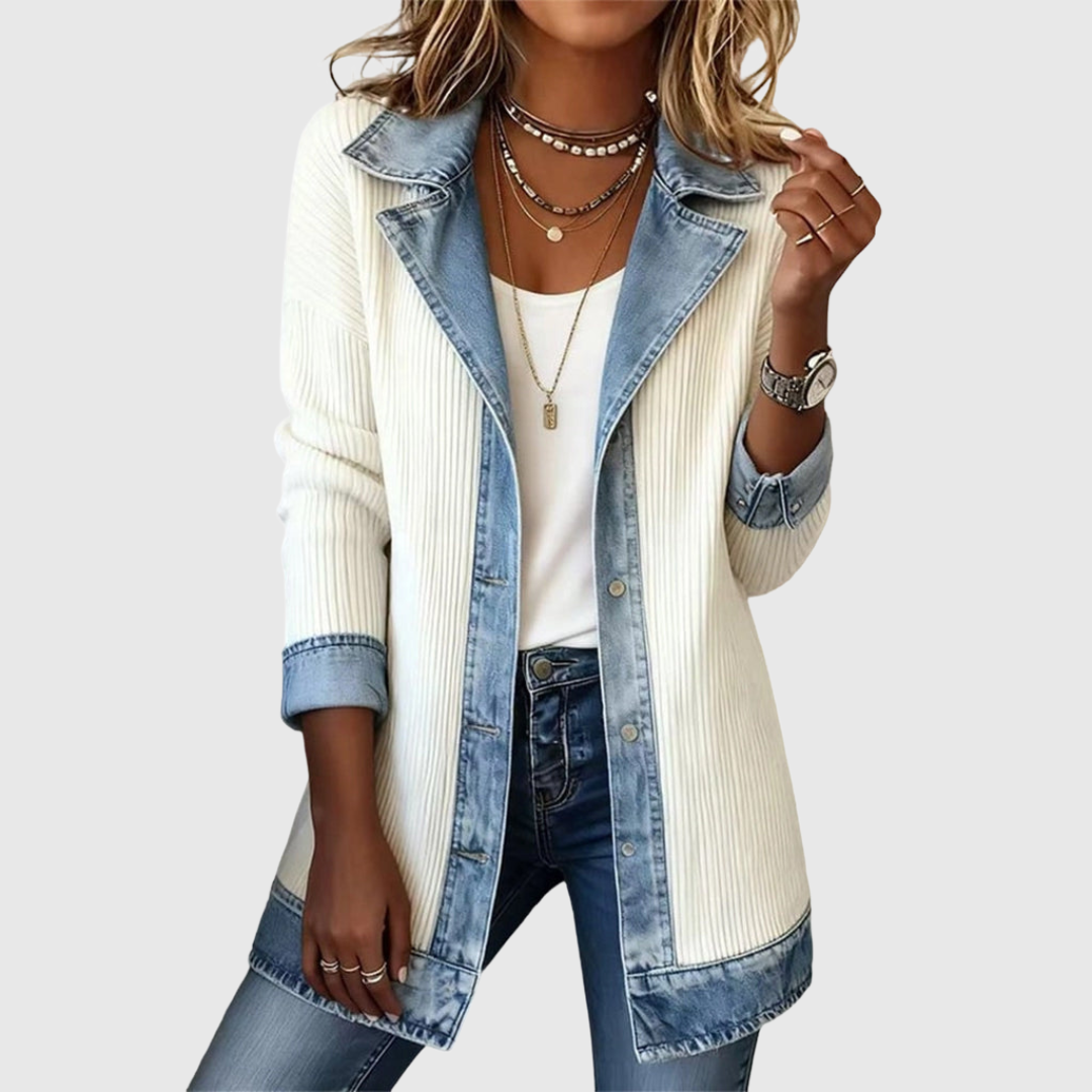 Aurora | Denim Spliced Strikjakke