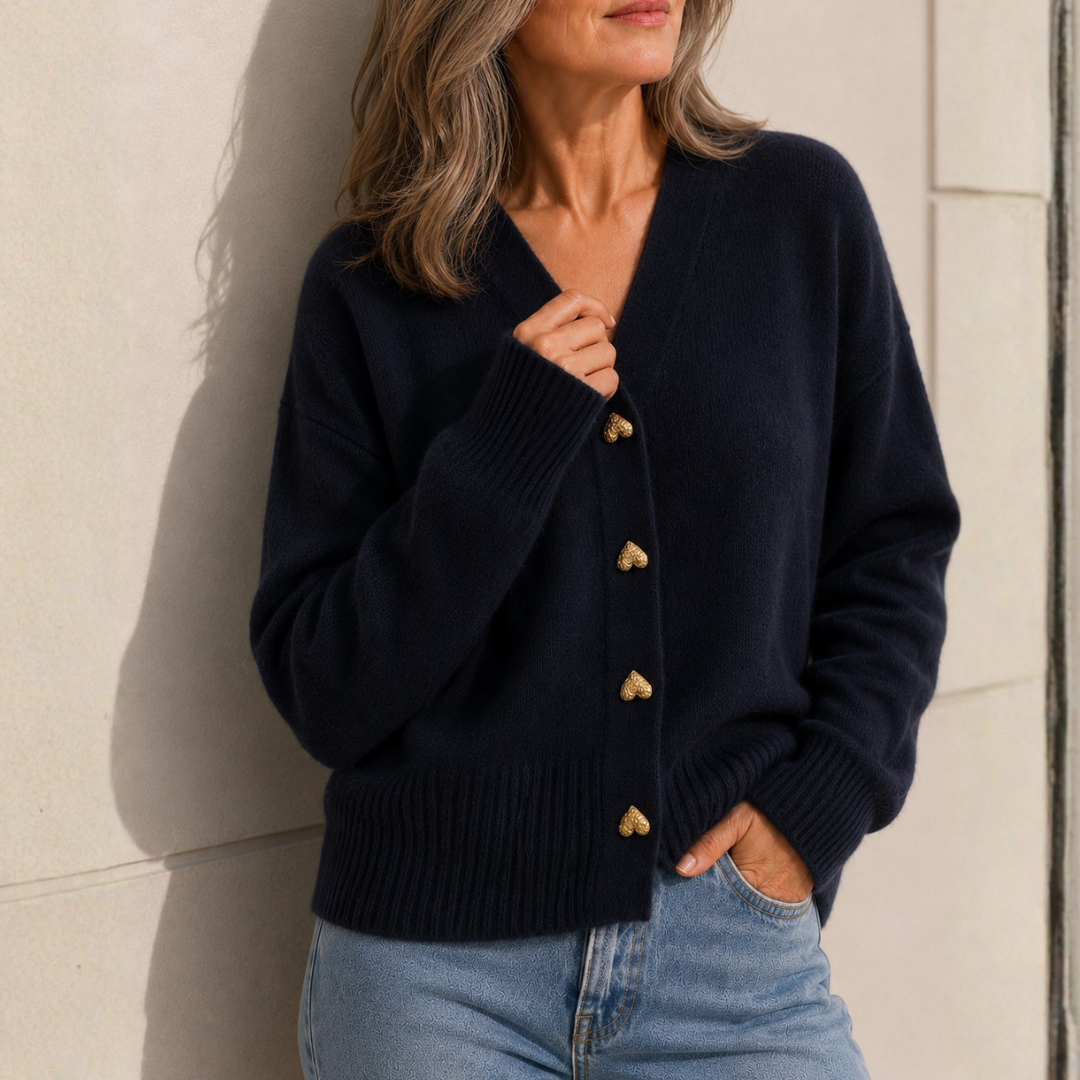 Alessia | Hjerteknap Strikcardigan