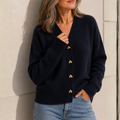 Alessia | Hjerteknap Strikcardigan