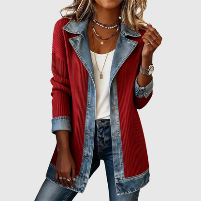 Aurora | Denim Spliced Strikjakke