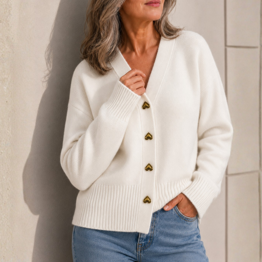 Alessia | Hjerteknap Strikcardigan