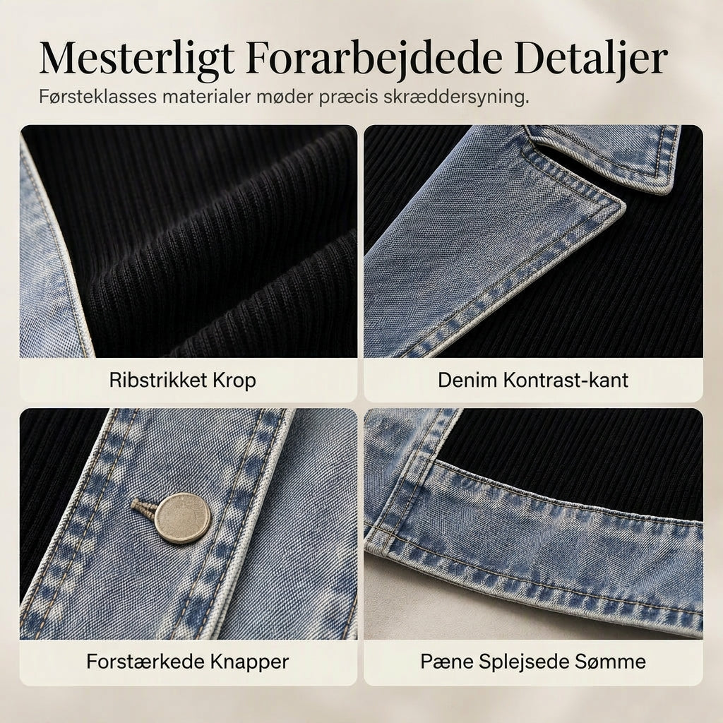 Aurora | Denim Spliced Strikjakke