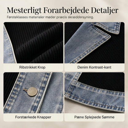 Aurora | Denim Spliced Strikjakke
