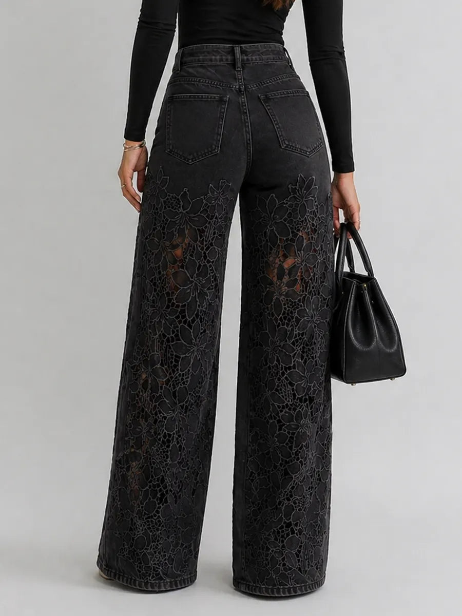 Liora | Blomster Wide-Leg Jeans