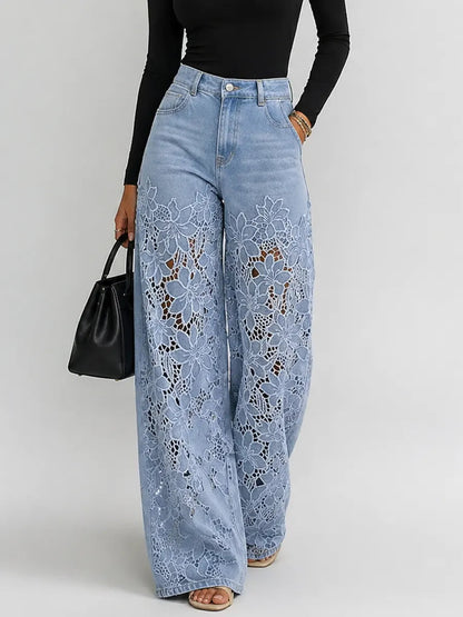 Liora | Blomster Wide-Leg Jeans