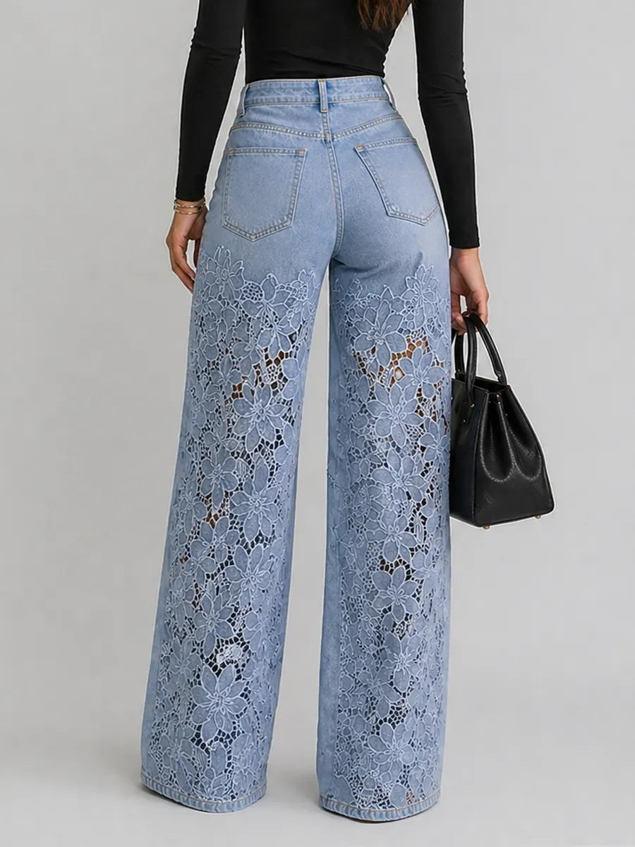 Liora | Blomster Wide-Leg Jeans