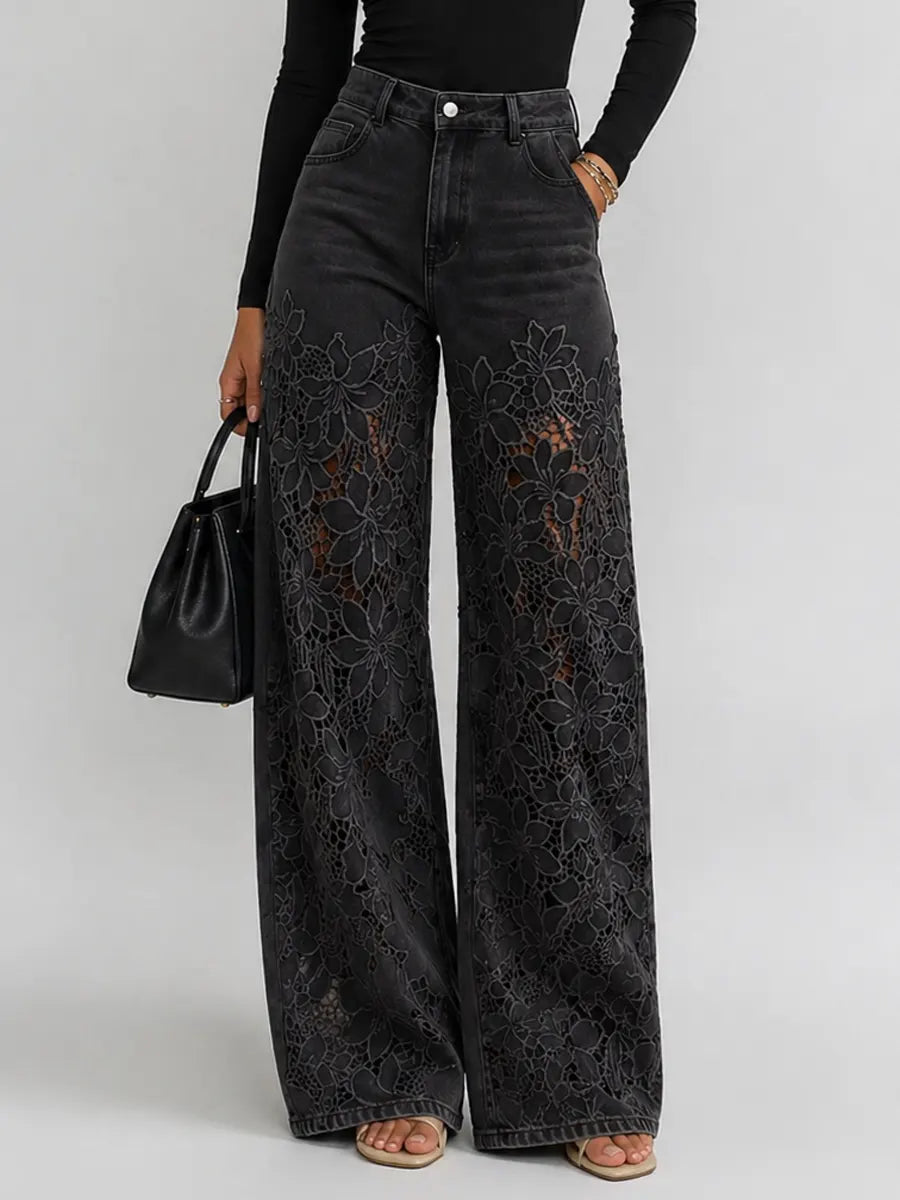Liora | Blomster Wide-Leg Jeans