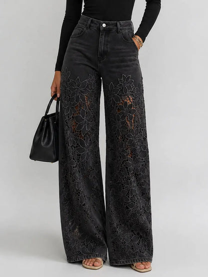 Liora | Blomster Wide-Leg Jeans