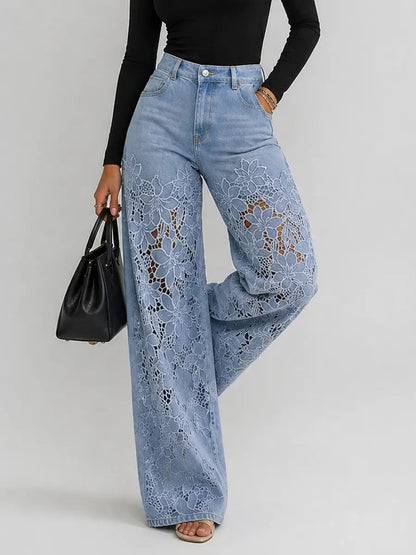 Liora | Blomster Wide-Leg Jeans